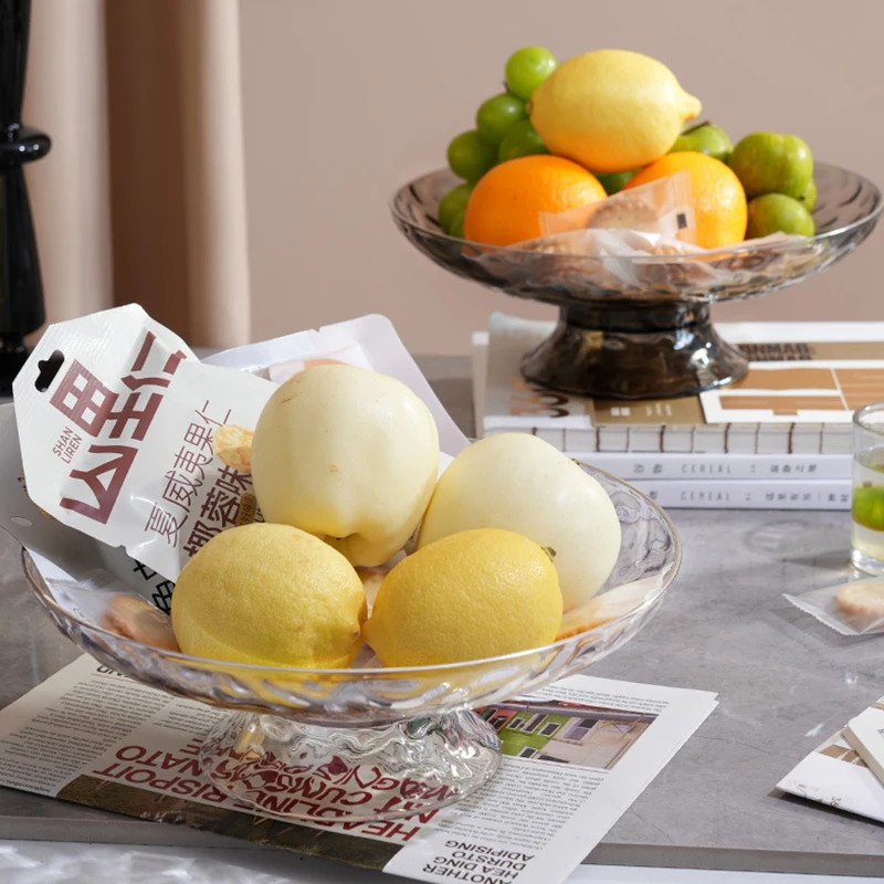 Transparent Ripple Fruit Tray Dual-layer Can Draining Modern Storage Tray Light Luxury Snack Dried Fruit Tray Living Room Decor 5