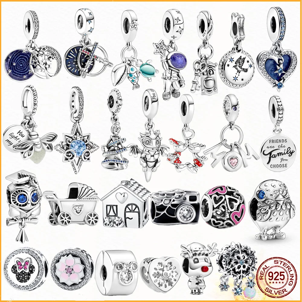 

925%Sterling Silver Rose Heart Padlock Dangle Charm and Beads Fit Original Pandora Bracelet Women Boutique Jewelry