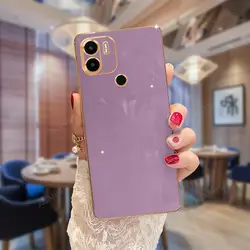 Luxury Plating Ring Holder Stand Case - Soft Silicone Back Cover - Redmi a2 plus (ZB Cherry Purple)