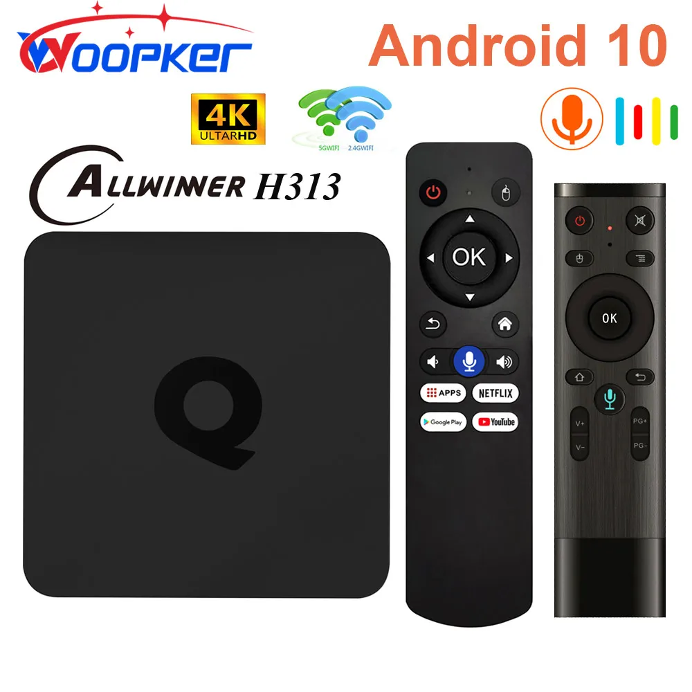 Woopker Tv Box Allwinner H313 Quad-Core Android 10 Per Lettore Multimediale Youtube 2.4G/5G Wifi 4K Set Top Smart Tvbox