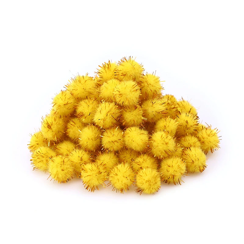100pcs Colored Glitter Balls pompom Furry Balls Kids DIY Craft Supplies Handmade Creative Decoration Materials pom poms KQ001 craft supplies,pom poms craft supplies