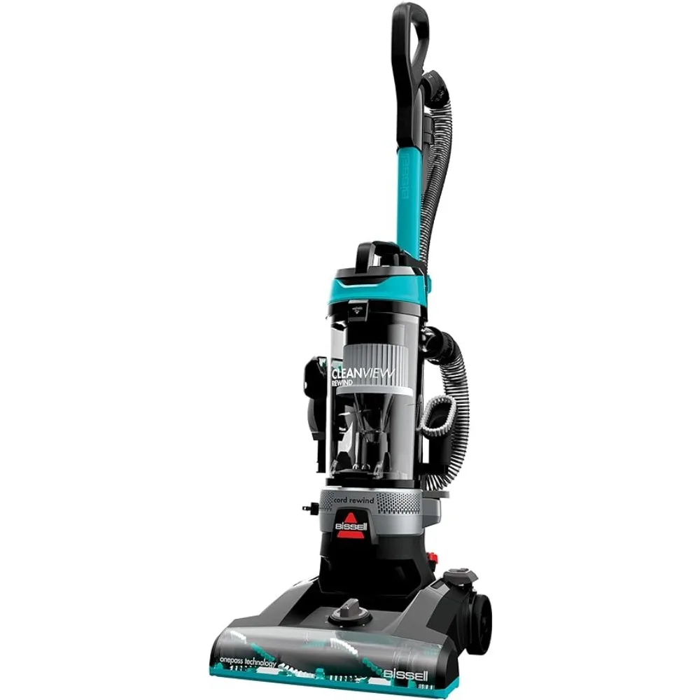 

BISSELL CleanView Rewind Upright Bagless Vacuum with Automatic Cord Rewind & Active Wand, 3534, Black/Teal/Gray