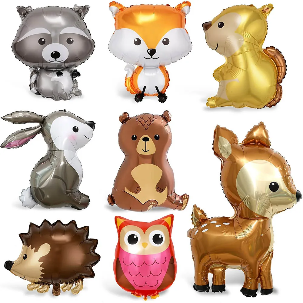 1/8 Stück Igel Fuchs Waschbär Eule Hirsch Tier Folienballons Geburtstag Wald Wald Thema Party Decora Luftballons Babyparty Geschenke