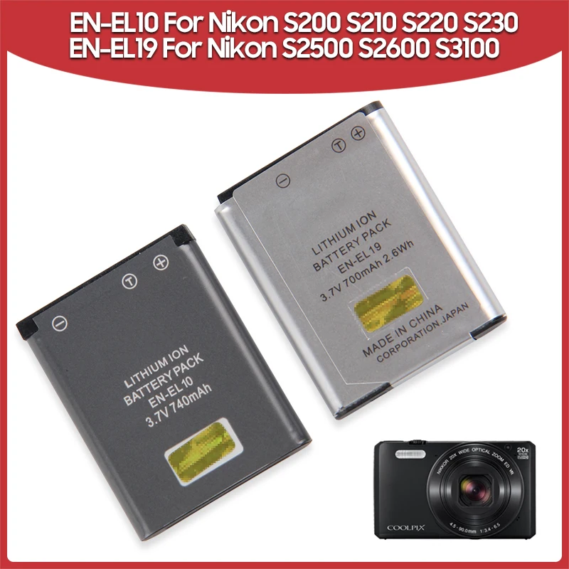 

Original Camera Battery EN-EL10 EN-EL19 For Nikon S4200 S3600 S2500 S2800 S900 S7000 COOLPX S100 A100 S2550 S2750 S230 S570 S60