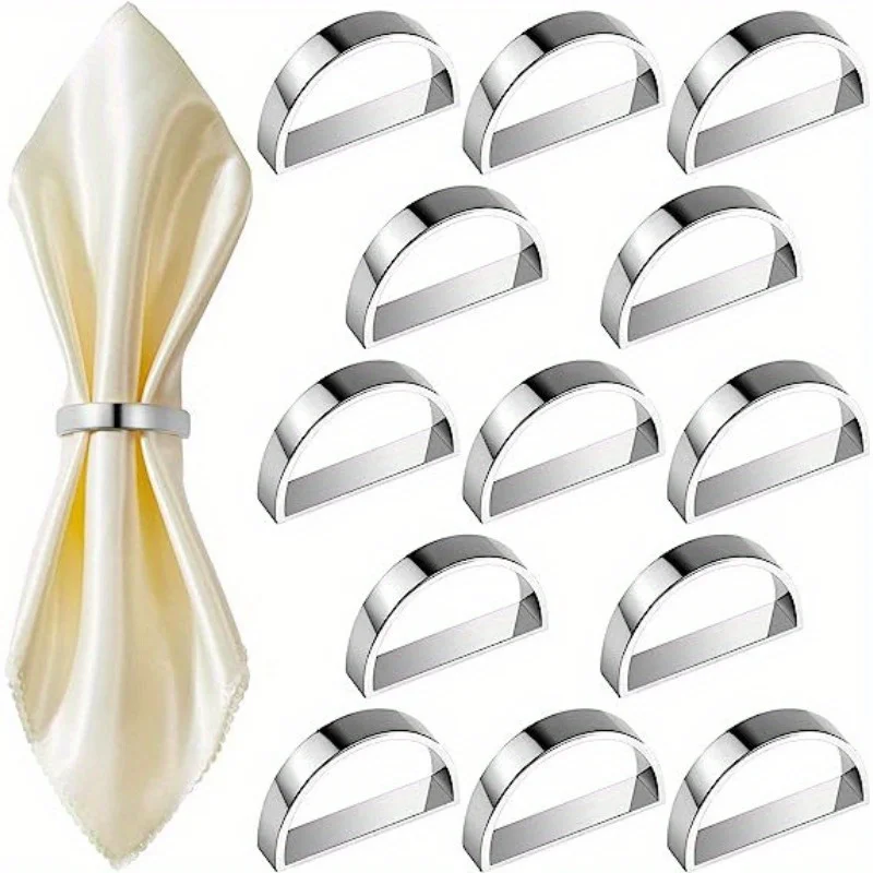 5 adet Paslanmaz çelik peçetelik - yemek masalarında modern metal dekorasyon - dayanıklı, şık ve zarif çatal bıçak takımı tokaları