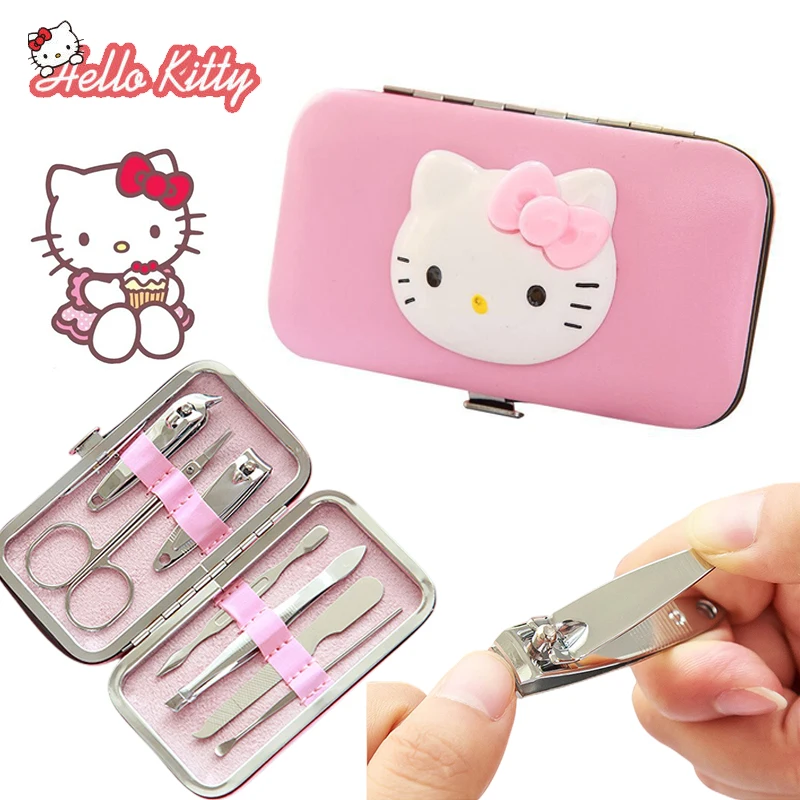 7PCS Sanrio Hello Kitty Nail Clippers Cute Stainless Steel Nail Clippers Set Pedicure Manicure