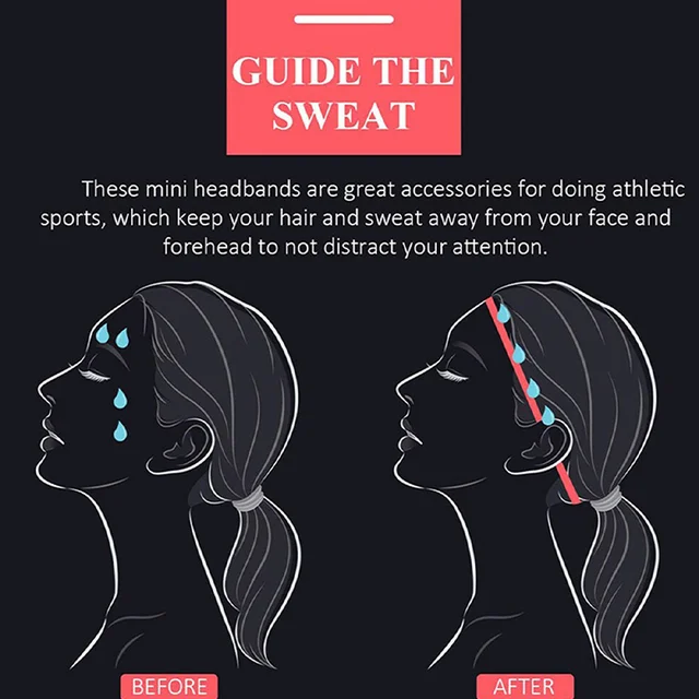 4PCS Unisex Sports Thin Headband Non-Slip Elastic Women Men Yoga Hair Bands Sweatband Football Running Biking Sports Hairband 4