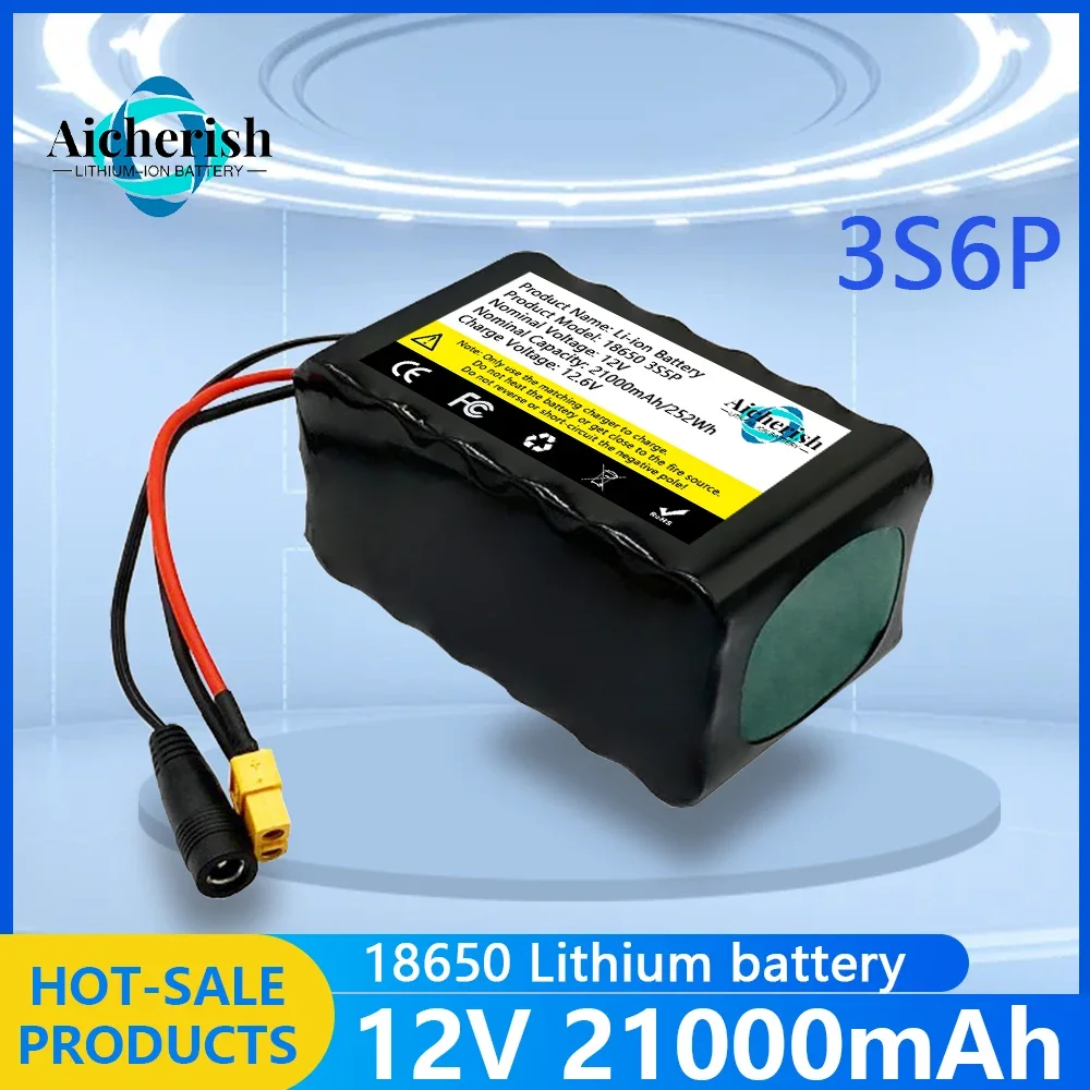 

Large Capacity 3S6P 18650 12V 21000mAh Lithium Battery Pack With Charger For Electric Bicycle Rechargeable Li-ion Battery