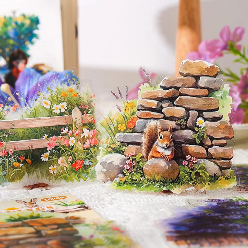 Retro Pet Flower Stickers Decorative Stickers Bag Secret Garden Series Diy Creative High Beauty Clipbook Collage Album Photos