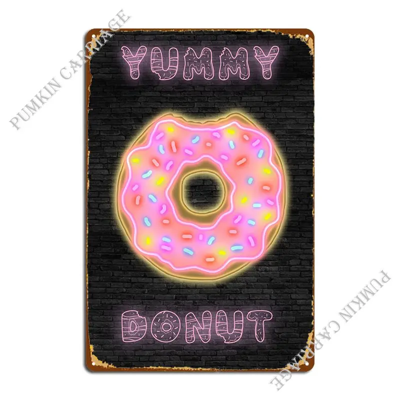 

Donut Metal Sign Wall Mural Garage Wall Plaque Cinema Tin Sign Poster