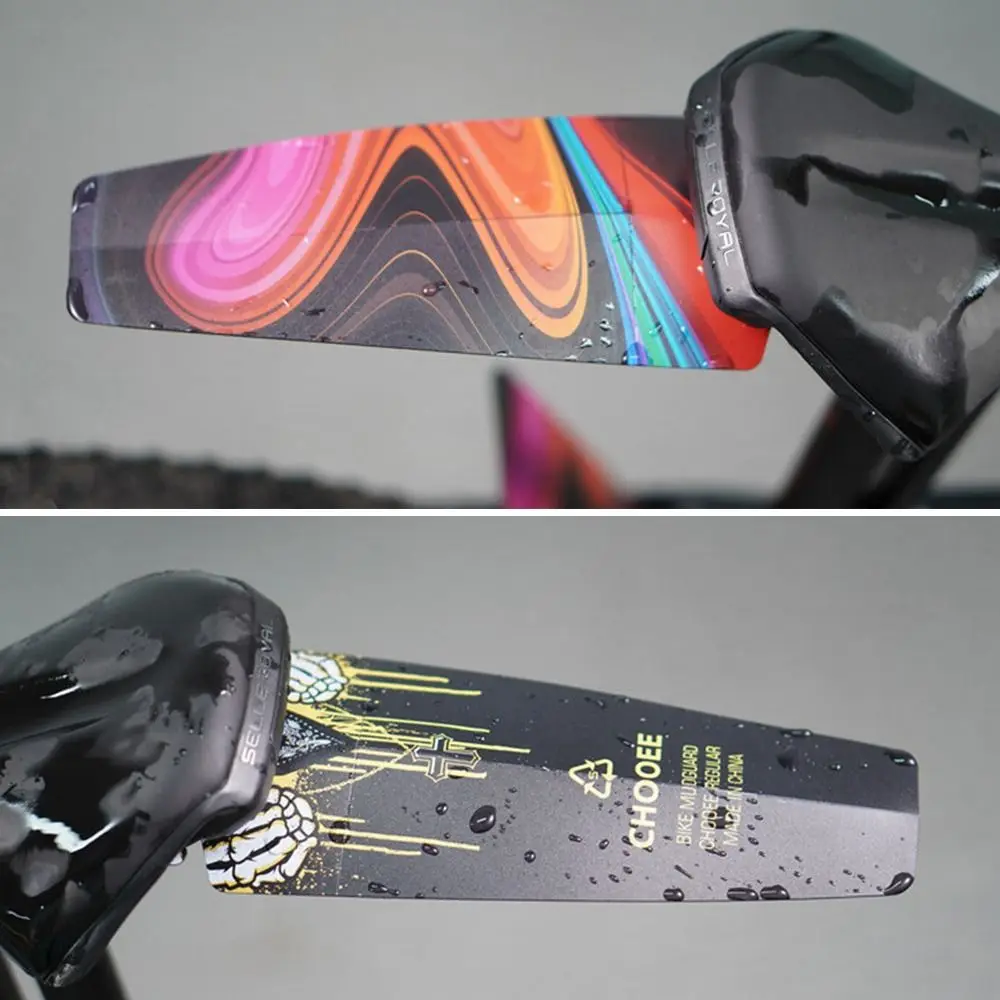 Bicycle Fender Plastic Printed Pattern Bike Saddle Rear Mudguard Removable Wings
