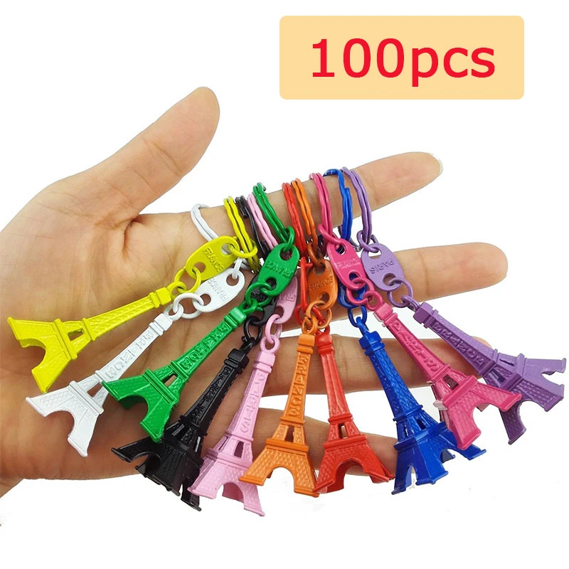 100 Pz 10 Colori Parigi Retro Mini Torre Eiffel Modello Carino Portachiavi Portachiavi Regalo