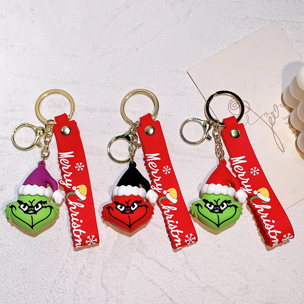 

Рождественский силиконовый брелок с рисунком из аниме фильма «Grinch», милый мультяшный кукла, брелок для рюкзака, сумки, украшение для автомобиля