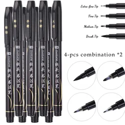 Calligraphy Brush Pens for Artistic Writing and Crafting - Ideal for Office, School, and Creative Projects (8Pcs Set)