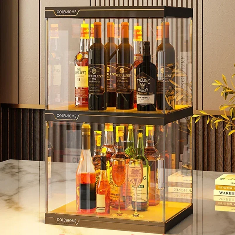 Commercial Storage Wine Cabinets Bar Display Shelf Transparent Acrylic Bar Cabinets Living Room Against The Wall Display Cabinet