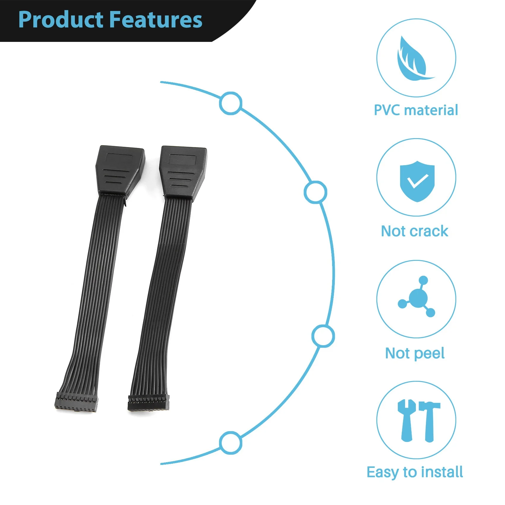 2Pcs Small Mini USB 3.0 19/20Pin Internal Extension Header Adapter Cable USB 20Pin Extension Cable for Motherboard 15Cm