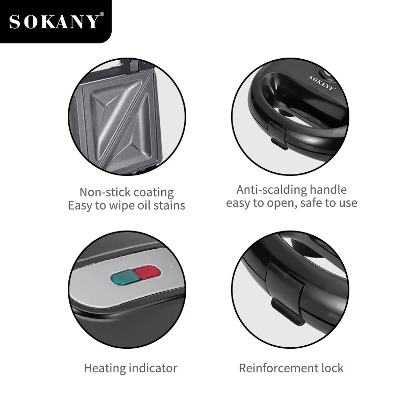 SOKANY 907 Breakfast Machine 7-in-1 Multifunctional Detachable Dining Plate, Donut Waffles