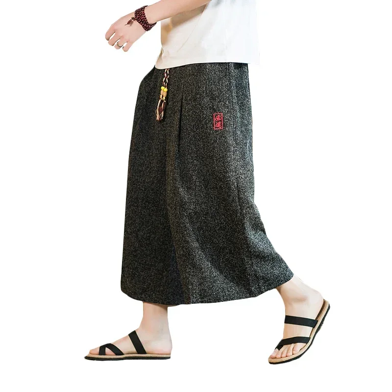 Wide Leg Pants Japanese Kimono Traditional Shorts Men Asian Clothing Bath Pant Casual