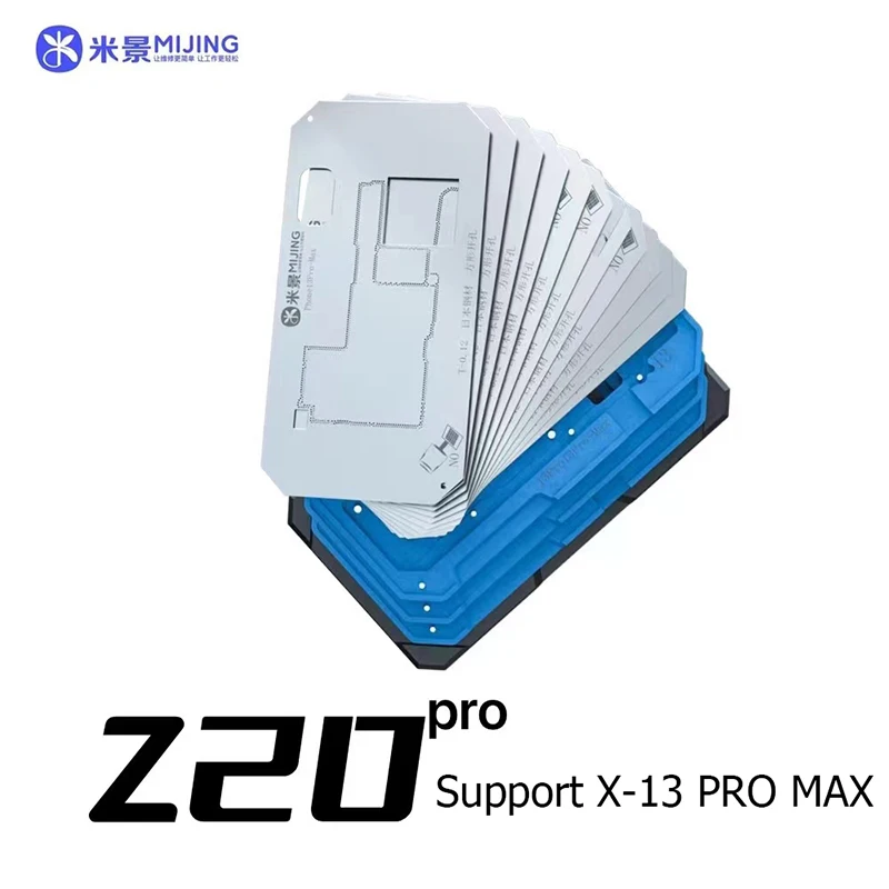 

BGA Reballing Stencil Fixture Holder For iPhone X-13 MINI Pro Max Motherboard Middle Layer Frame Planting Tin Template 14 IN 1
