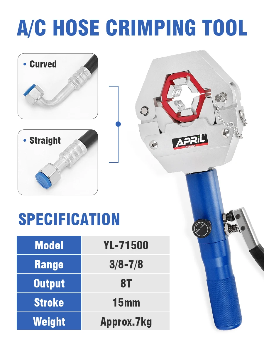 Hydraulic Crimping Tool Hydra-Krimp 71500 Manual A/C Hose Crimper Kit