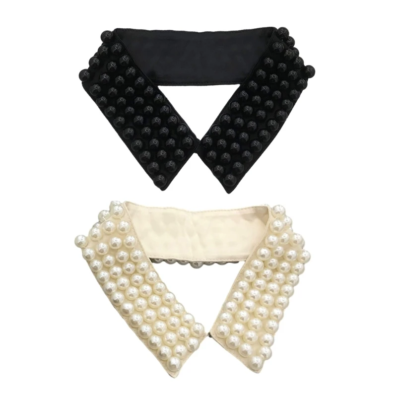 

Elegant Faux Pearl False Collar Girl Shirt Dress Sweater Decorative Lapel Collar