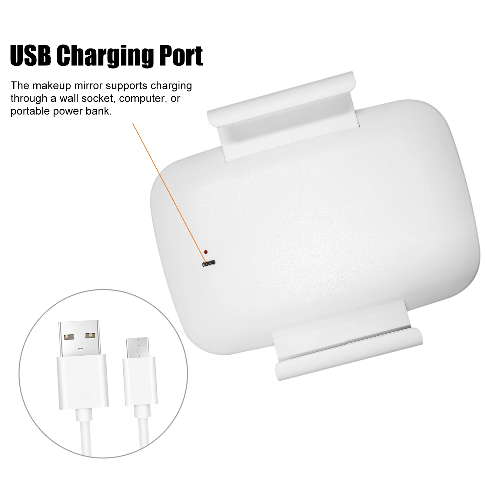Car Sun Visor Vanity Mirror, Rechargeable Makeup Mirror with LED Lights, Dimmable Clip-on Rear View Sun-Shading Cosmetic Mirror