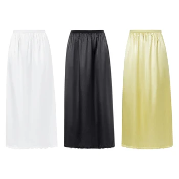 2024 New Women´s Half Slip Underskirt, Solid Color Elastic Waist Inner Lining for Midi Skirt, Long Underskirt for Ladies 1