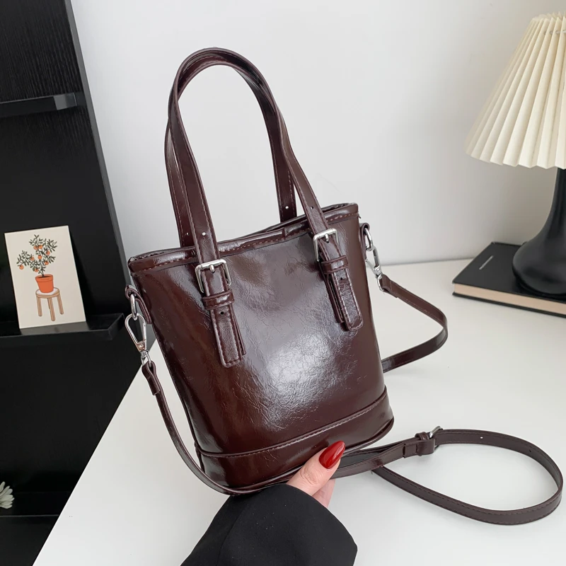 

Solid Color Pu Ladies Top-Handle Bags Zipper Simplicity Shoulder Bags for Women 2024 New Free Shipping Bolsas Para Mujeres