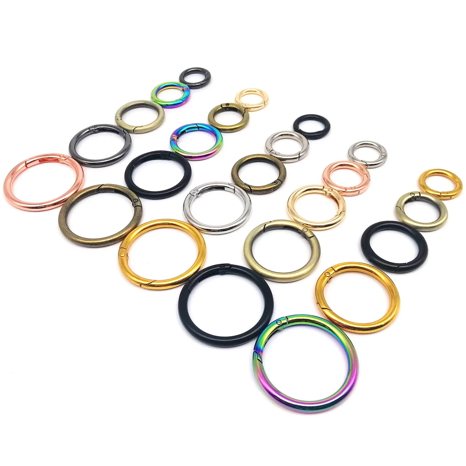 Metal Keyring Spring Gate O Ring Openable Clasp 5pcs Leather Bag Belt Strap Buckle Dog Chain Snap Clasp Pendant Trigger DIY