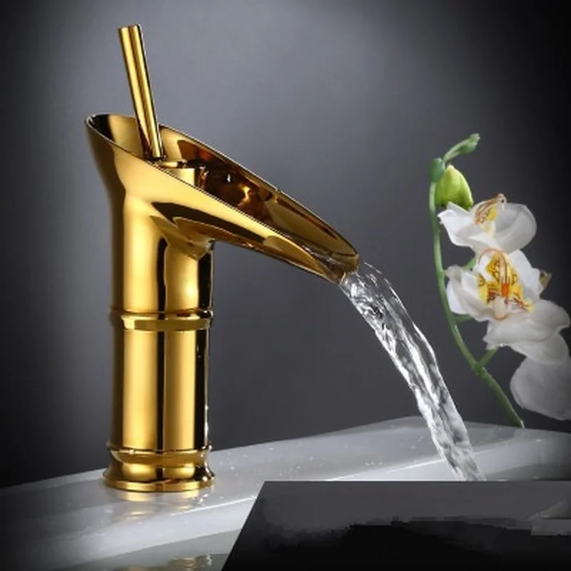 

Смеситель для раковины в винном стиле, однорычажный кран из латуни под старину, водопад, для ванной комнаты, для горячей и холодной воды