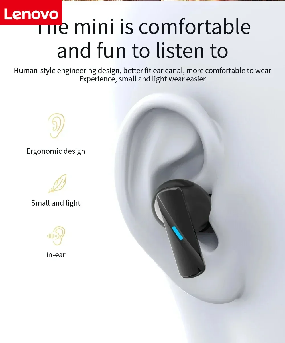 Lenovo TWS Wireless Bluetooth Headset Touch Control Mic Earbuds Wireless Headphones Noise Cancelling In-Ear Handsfree With Mic