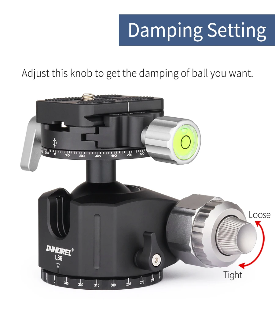 L36 Low Gravity Center Tripod Head for Heavy Duty Digital SLR Cameras with Alumi