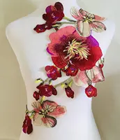 1Pc Large Flower Embroidery Applique – 56x36cm Sew-On Patch for Wedding Dress, Gown, DIY Clothing & Craft Accessories