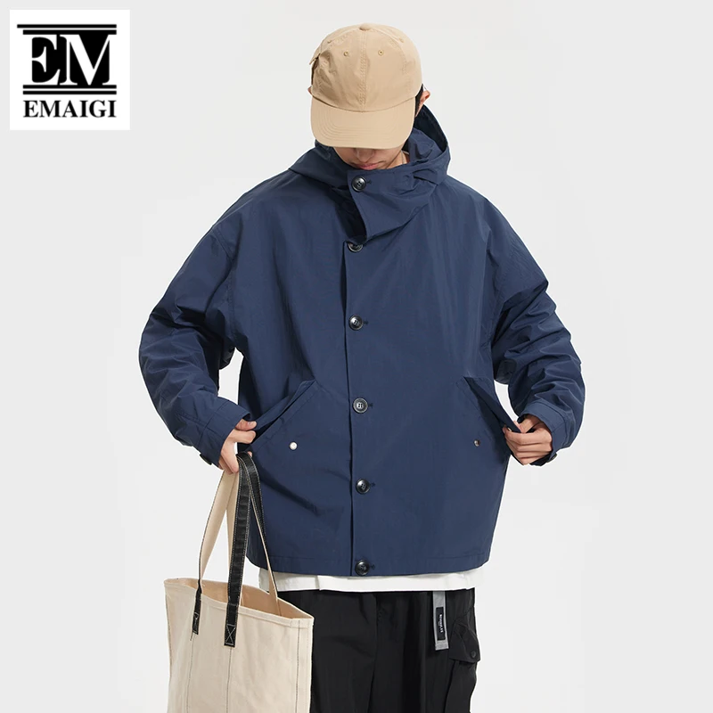 

2023 Men Japan Korean Streetwear Vintage Fashion Outdoor Cargo Hooded Coat Women Oversize Waterproof Jacket Cityboy Outerwear