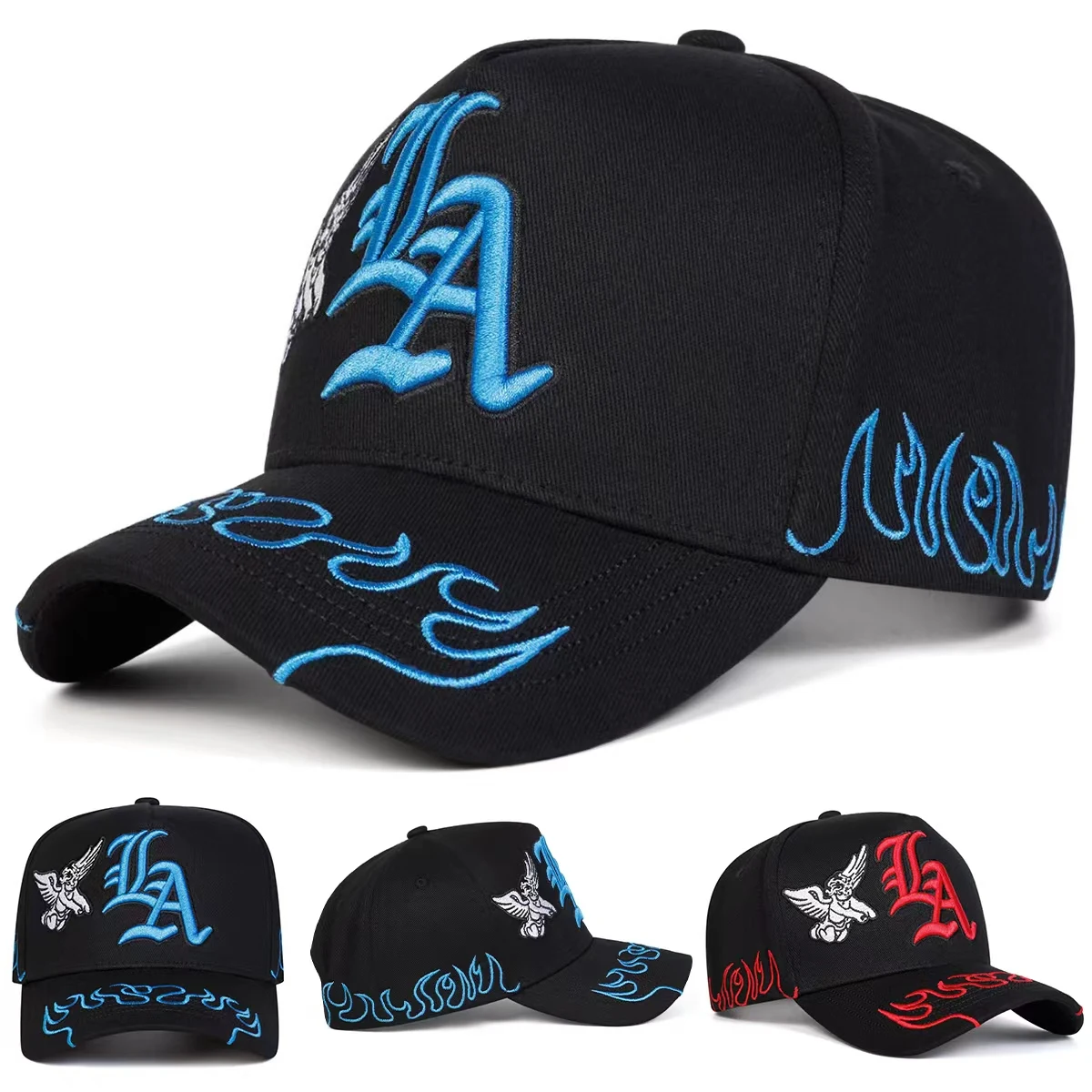 Unisex Gothic LA Angel Stickerei Baseballkappen Frühling Herbst Outdoor Verstellbare Freizeithüte Sonnenschutzhut Sportkappe