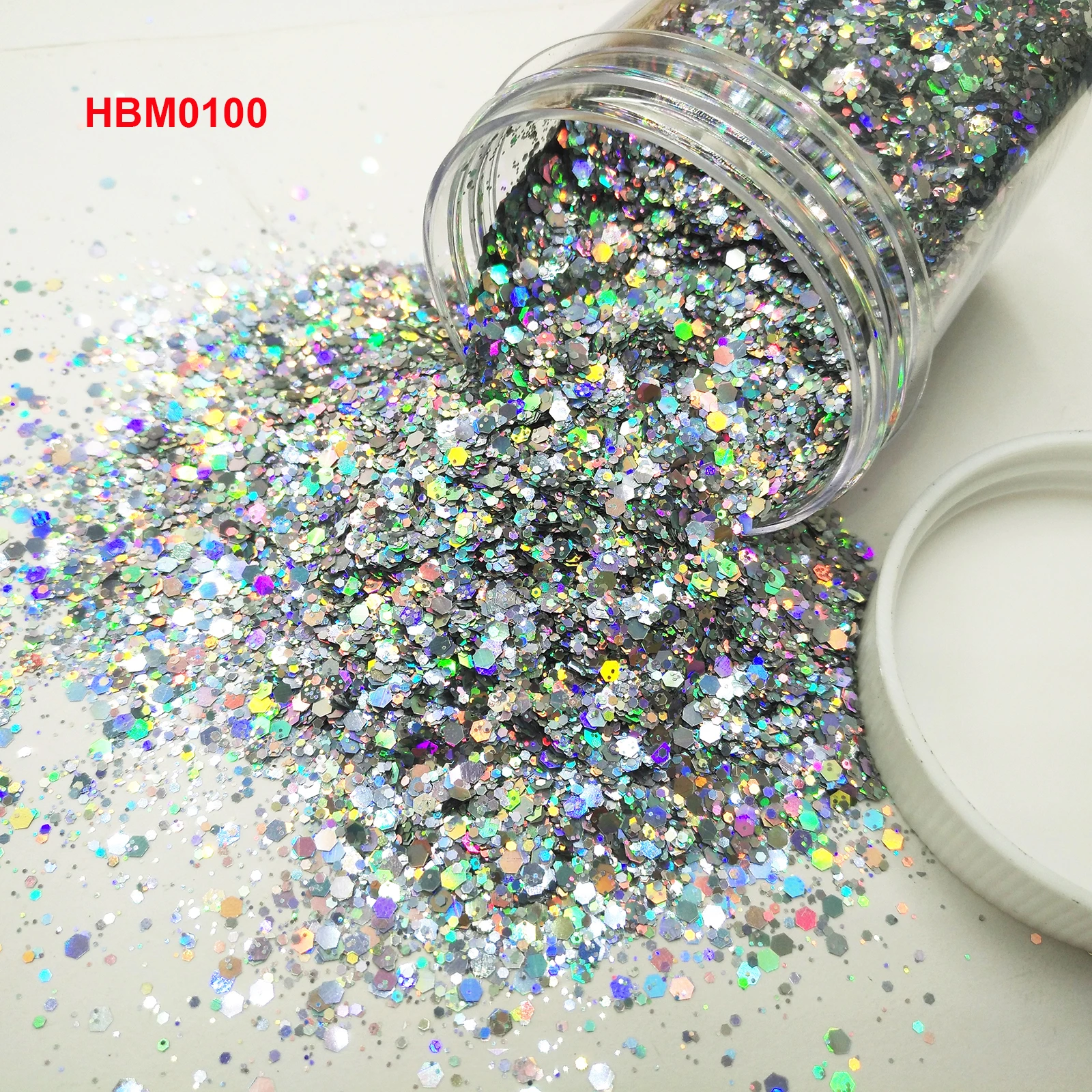 Nail Glitter 24Color Holographic Laser Nail Glitter Mix Hexagon Chunky Glitter Paillette Shape for Nail Art Body Makeup Craft Facepaint -50G