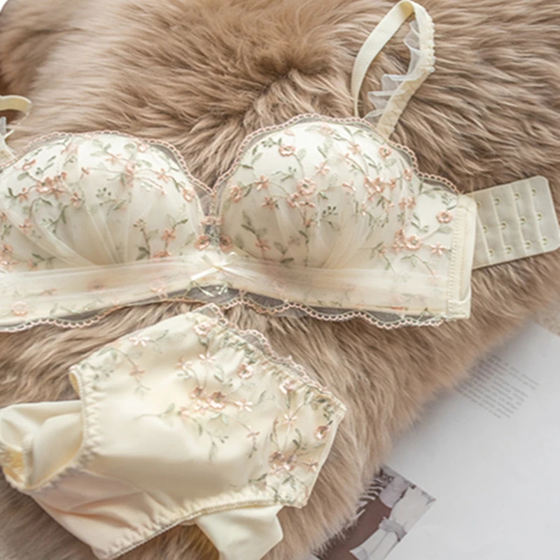 Ensemble de soutien-gorge coupe Non AA pour femmes, soutien de levage de Style japonais, Lingerie d'automne, taille petite, slip Bralette Anti-chute, petits seins