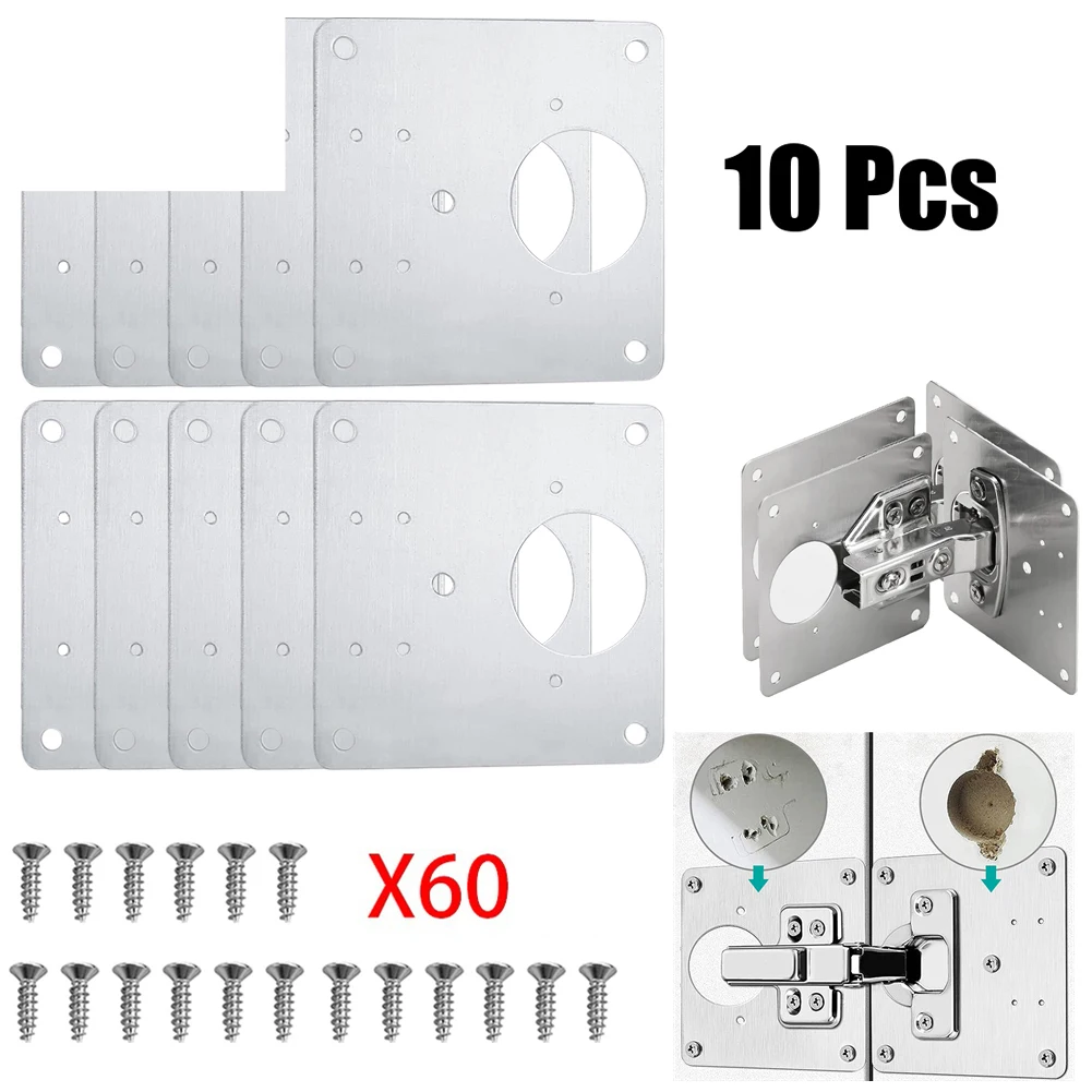 1/2/4 /10Pcs Hinge Repair Plate Cupboard Cabinet Door Fixing Hinges Tool Panel Connection