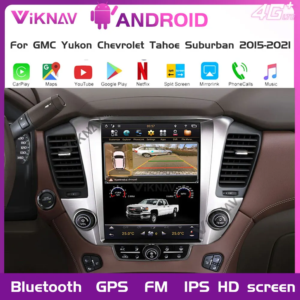 

2din Car Radio Android with screen For GMC Yukon Chevrolet Tahoe Suburban 2015-2021 Auto Audio Vertical Screen Carplay