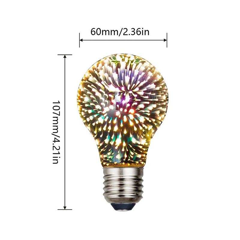 3D 장식 LED E27 빈티지 에디슨 전구, 스타 불꽃 놀이 램프, 휴일 밤 조명, 크리스마스 트리 장식, 4.5W 85-265V, 1PC