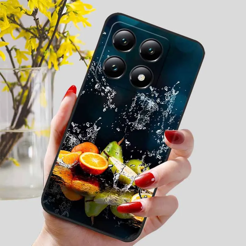 Floral Print Soft TPU Silicone Phone Cover with Black Bumpers
