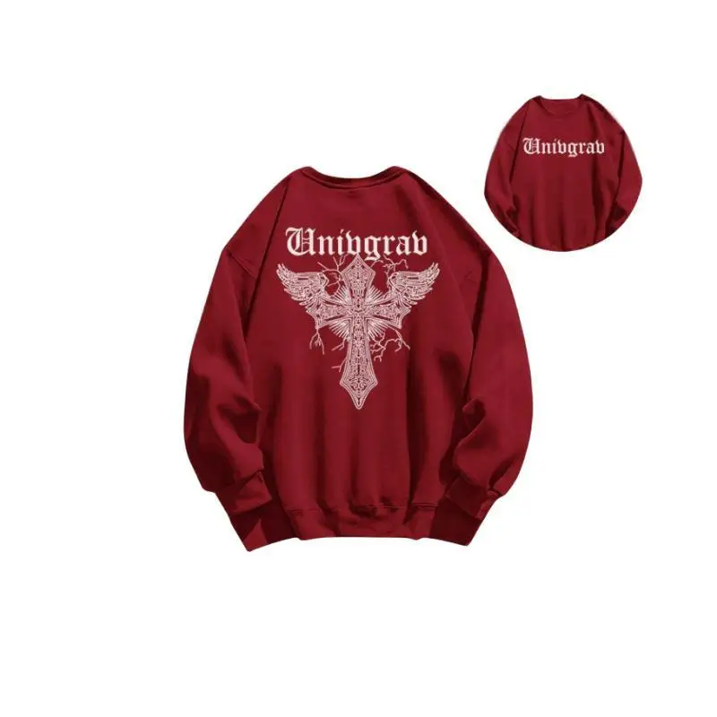 

Men's Pure Cotton Sweatshirt Utumn And Winter Round Neck Comfort Soft Tops For Men Anime Printing Y2k Clothes Harajuku Kanye