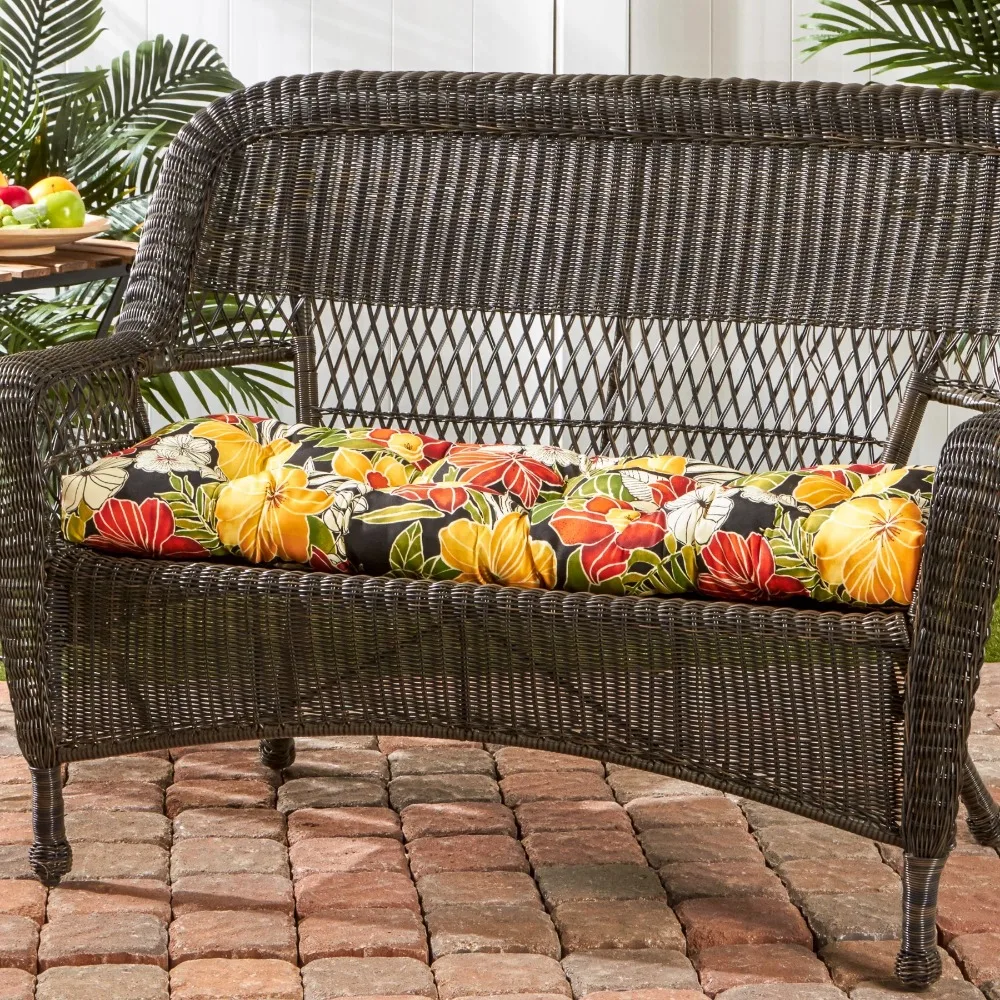 

Aloha Black Floral 44 x 17 in. Outdoor Bench Seat Cushion Deep Seat Bottom and Back Cushion for Chair, Sofa, and Couch
