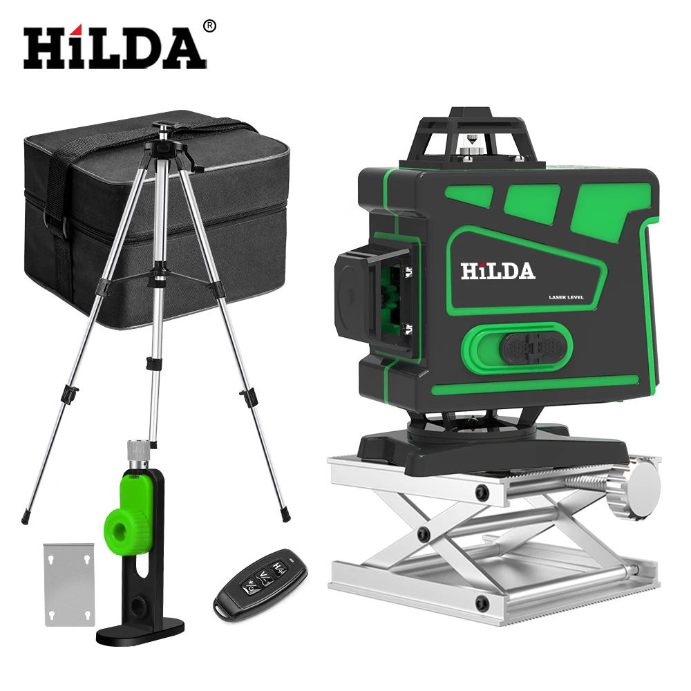 Livello Laser Hilda Autolivellante 360 Croce Orizzontale E Verticale Super Potente Raggio Laser Verde Linea 3D /4D