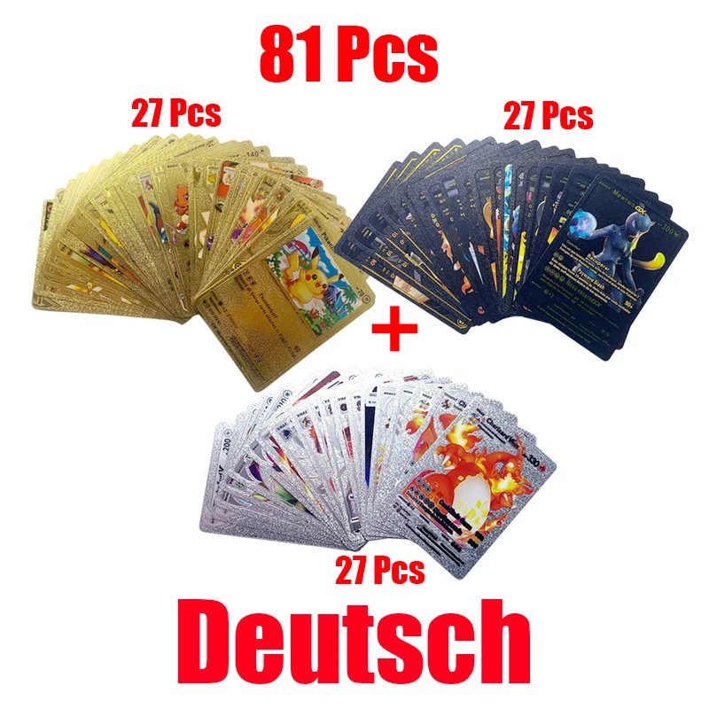 Pokemon Cards 81-36Pcs German Spanish French English Vmax GX Energy Card Pikachu Rare Collection Battle Trainer Boys Gifts Toys pokemon cards