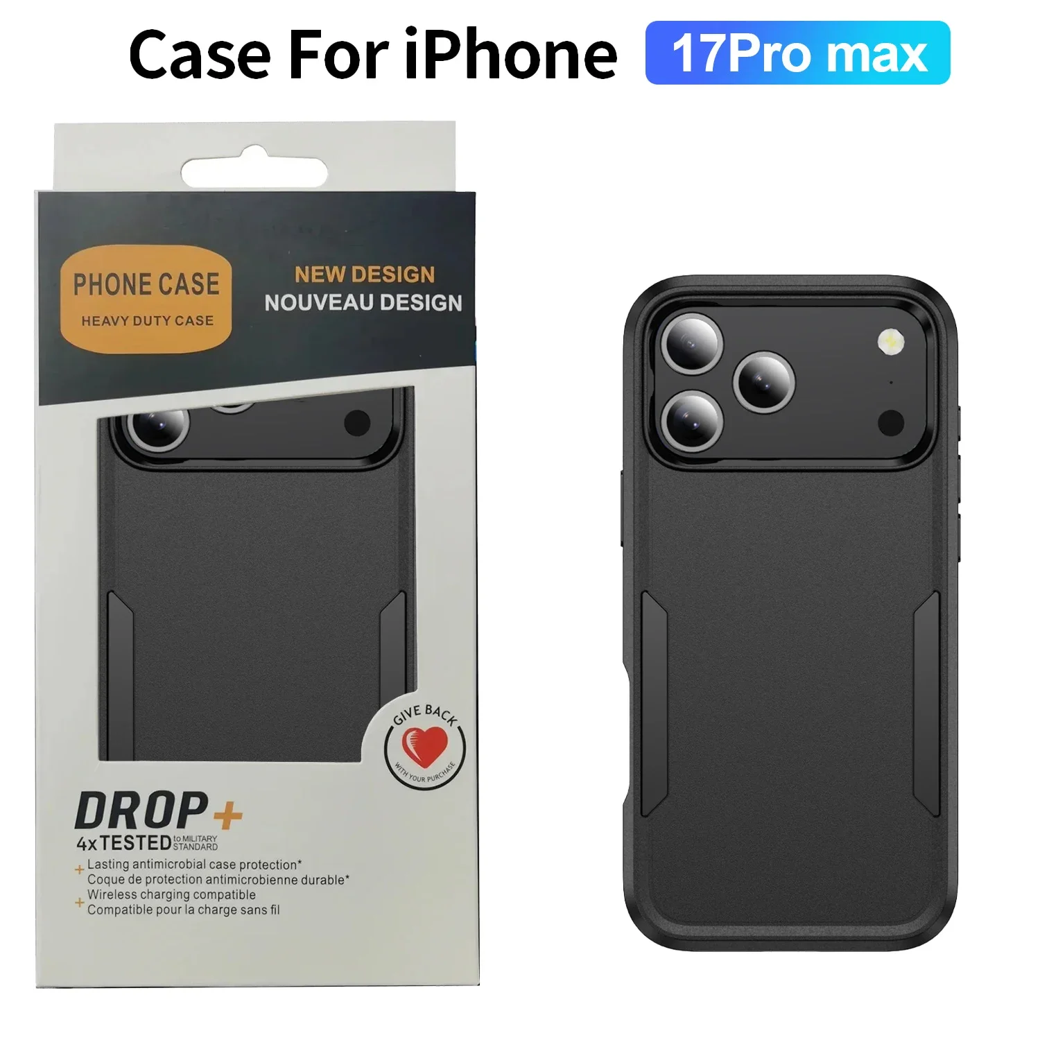 High Quality Rugged Dual Layer Armor Back Cover with Packet Case