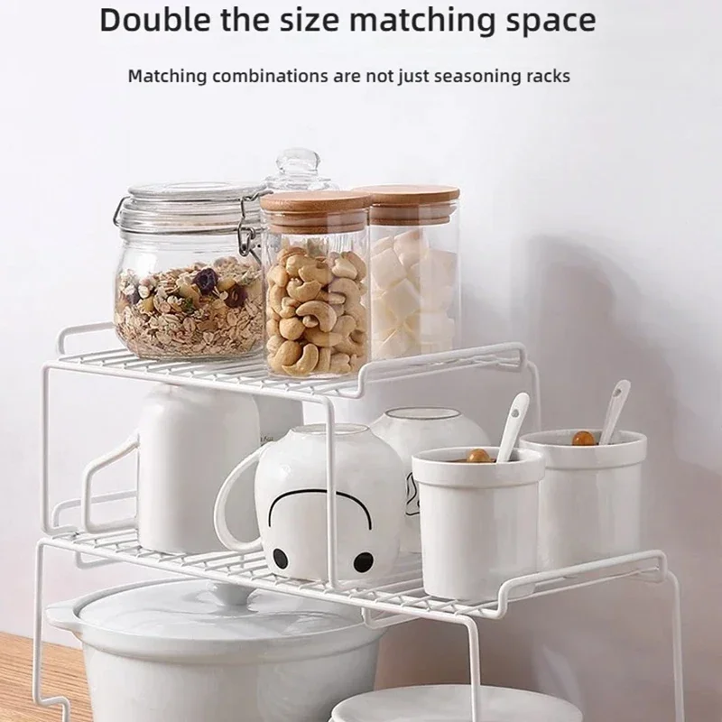 Kitchen Scalable Organizer Storage Rack Holder Durable Tiered Rack Space Saving Kitchen Supplies Storage Rack