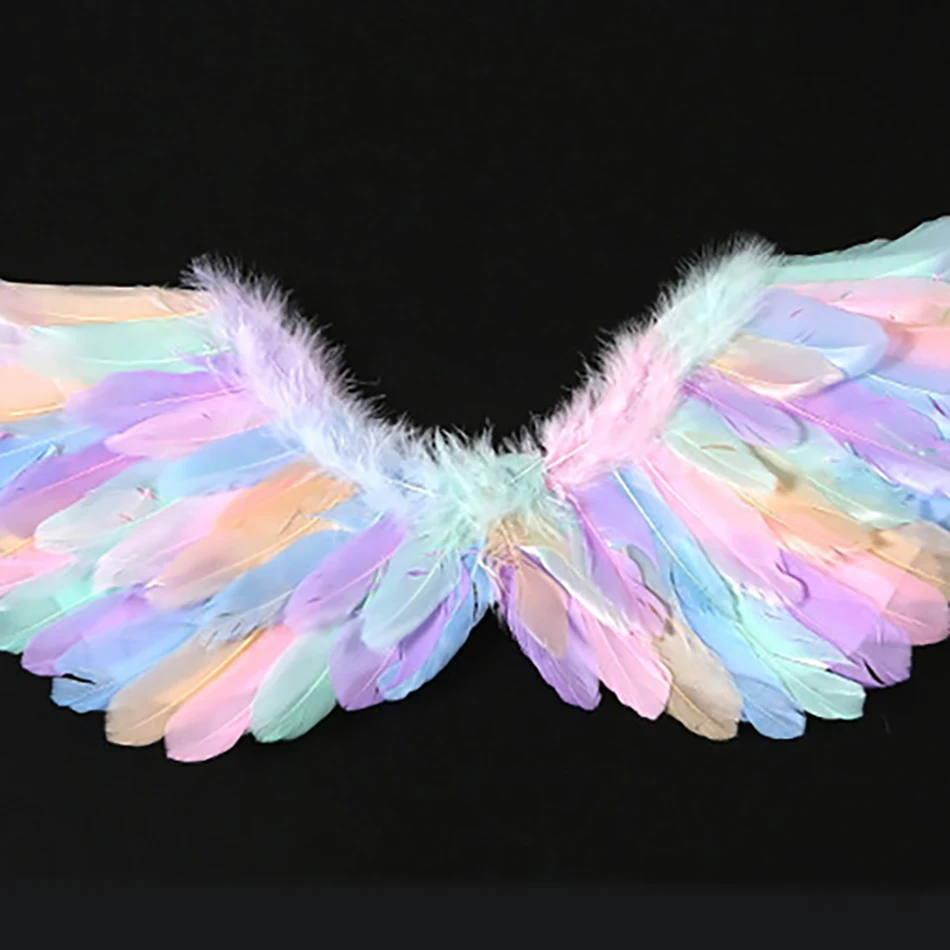 가짜 깃털 천사 날개 의상 소품 어린이 할로윈 카니발 코스프레 악마 날개 블랙 화이트 무대 공연 액세서리