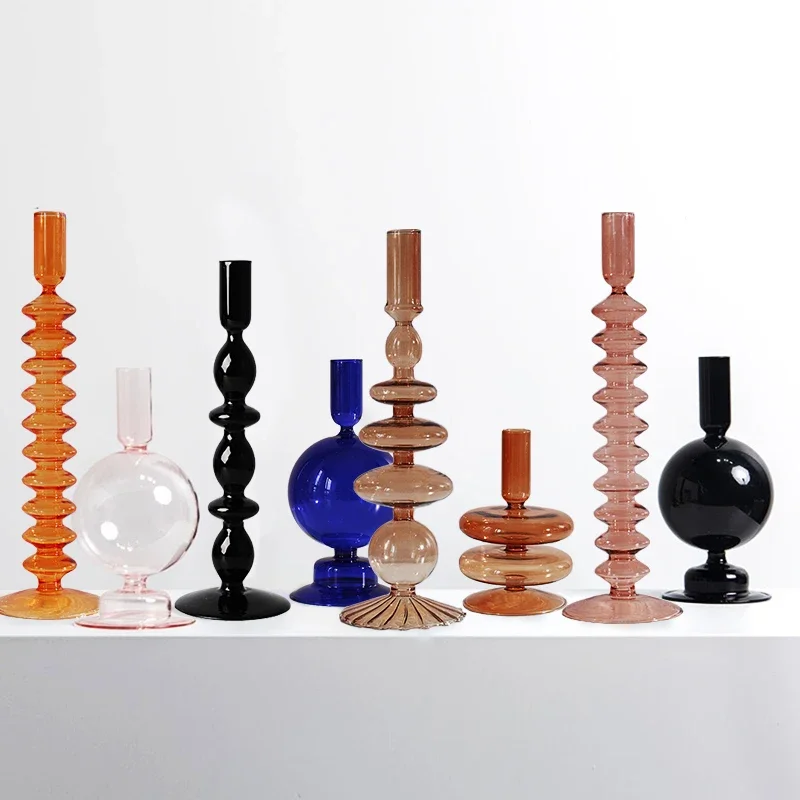 Description Picture 4 of itemCreative Simple Candle Holders Glass Candlesticks For Home Wedding Dining Table Decoration Romantic Glass Vase Candles Stand