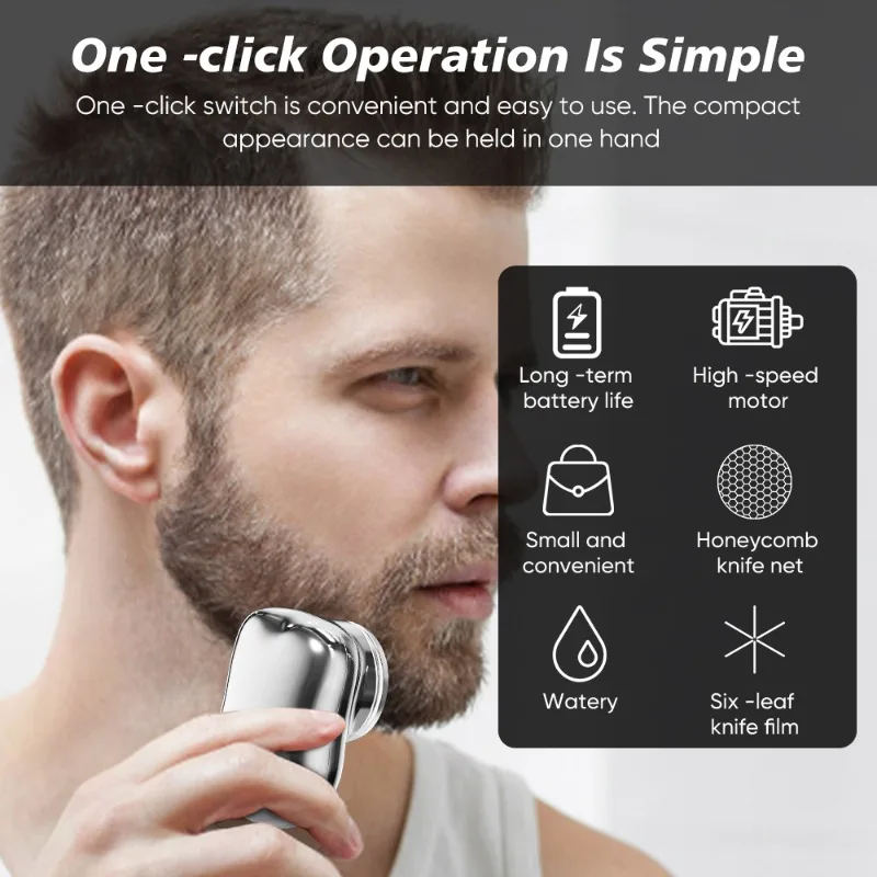 Electric Shaver Beard Trimmer Mini Electric Travel Shaver for Men Pocket Size Washable Rechargeable Portable Painless Cordless